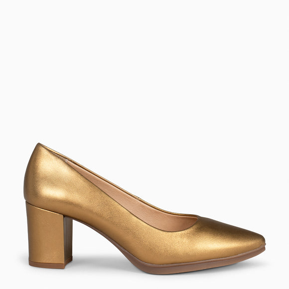 S SPLASH – Zapatos de tacón metalizados BRONCE