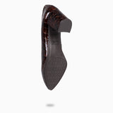 S COCO – Zapatos de tacón con textura de cocodrilo CAFE