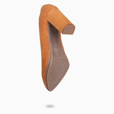 URBAN – Zapatos de tacón alto de ante CAMEL
