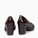 S COCO – Zapatos de tacón con textura de cocodrilo CAFE