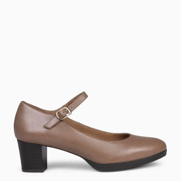 AZAFATA PULSERA – Zapatos de mujer con plataforma y tacón bajo TAUPE